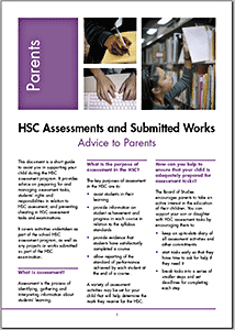 Advice to parents - HSC Assessments and Submitted Works