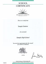School certificate testamur